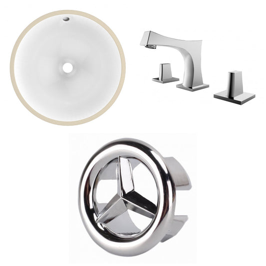 American Imaginations AI-26664 17" White Round Undermount Transitional Bathroom Undermount Sink Set