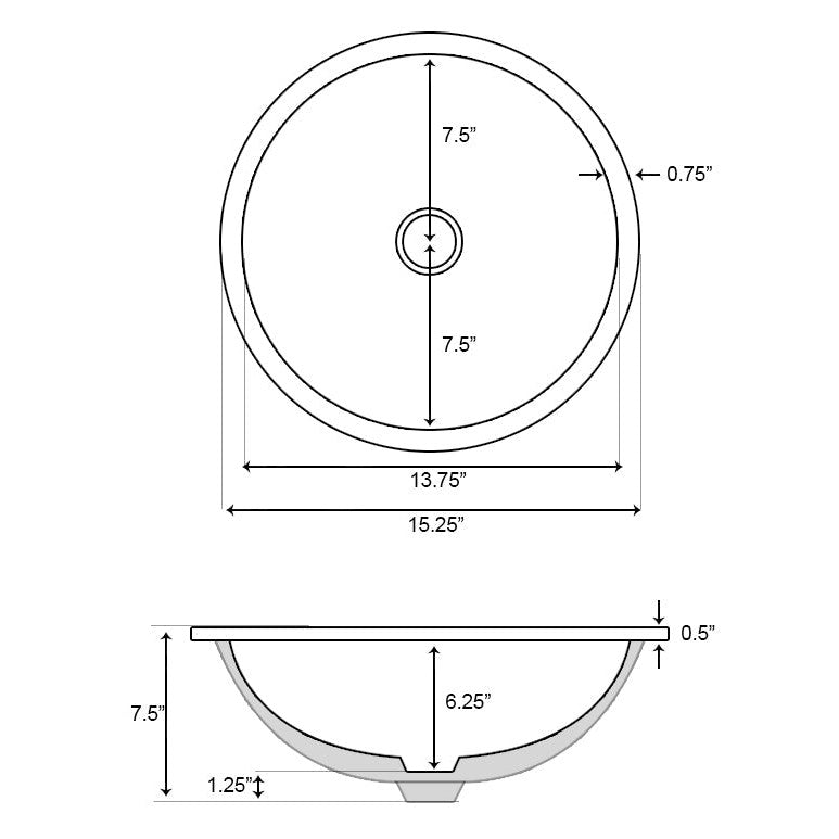 American Imaginations AI-26750 15" White Round Undermount Transitional Bathroom Undermount Sink Set