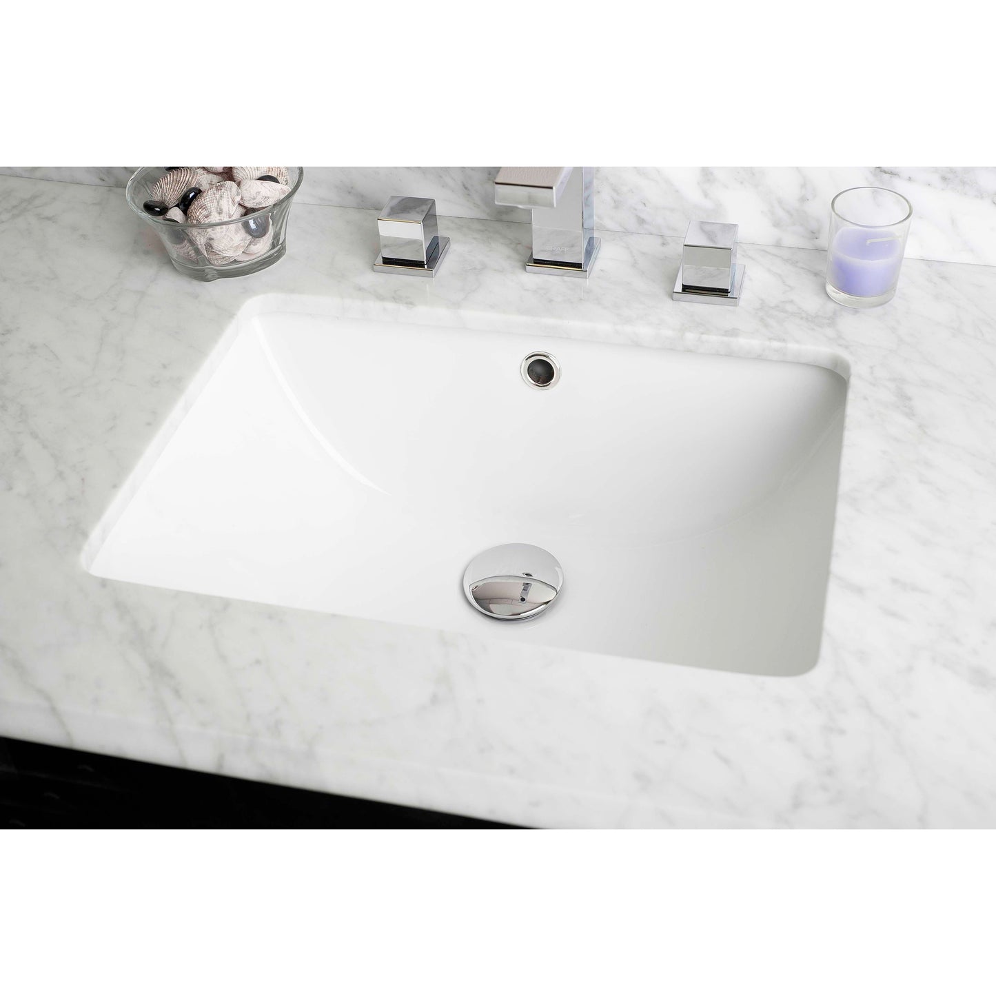 American Imaginations AI-26785 18" White Rectangular Undermount Transitional Bathroom Undermount Sink Set