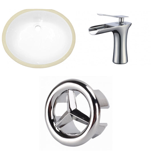 American Imaginations AI-26837 20" White Oval Undermount Transitional Bathroom Undermount Sink Set