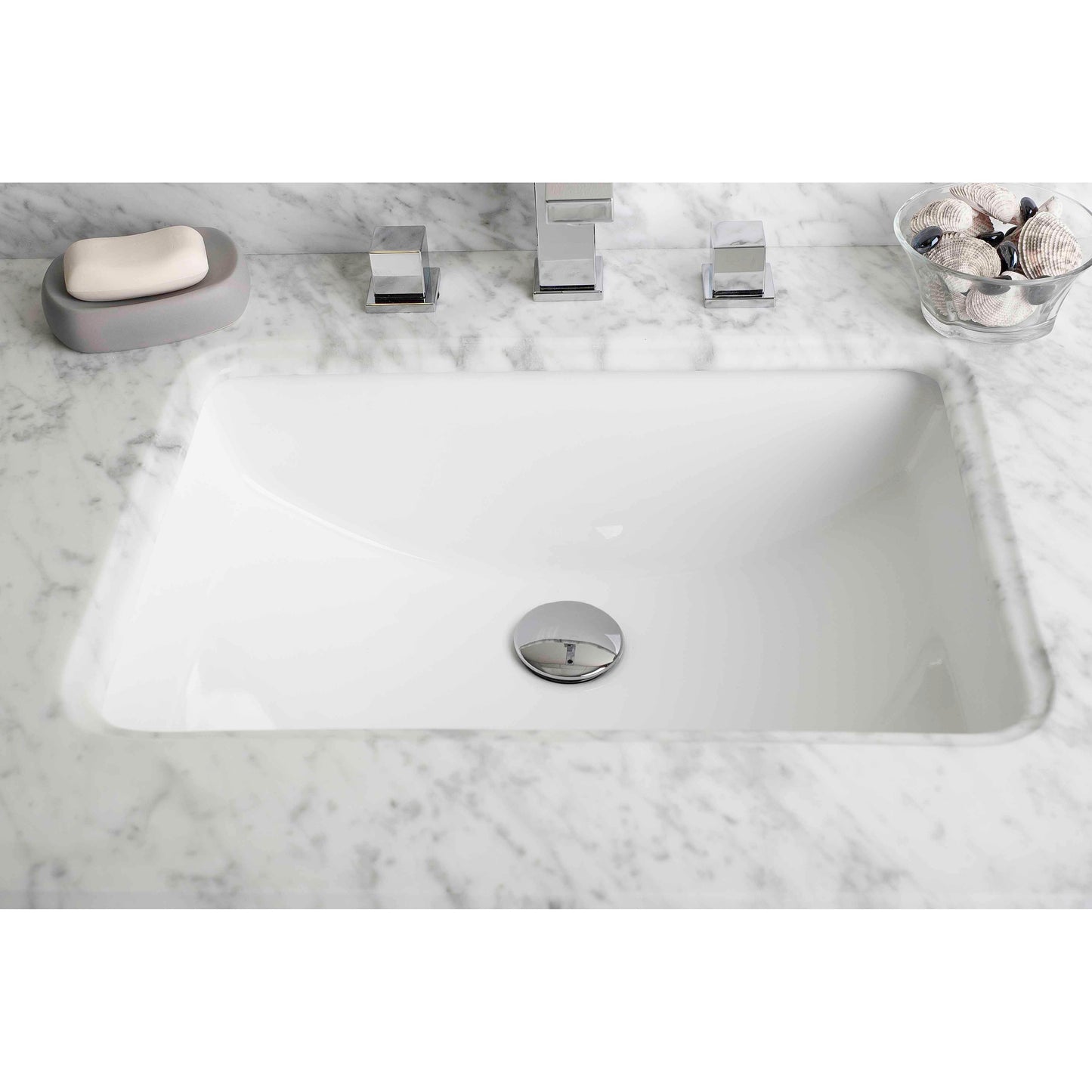 American Imaginations AI-26996 21" White Rectangular Undermount Transitional Bathroom Undermount Sink Set