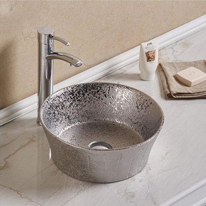 American Imaginations AI-27783 14" Round Enamel Glaze Silver Ceramic Transitional