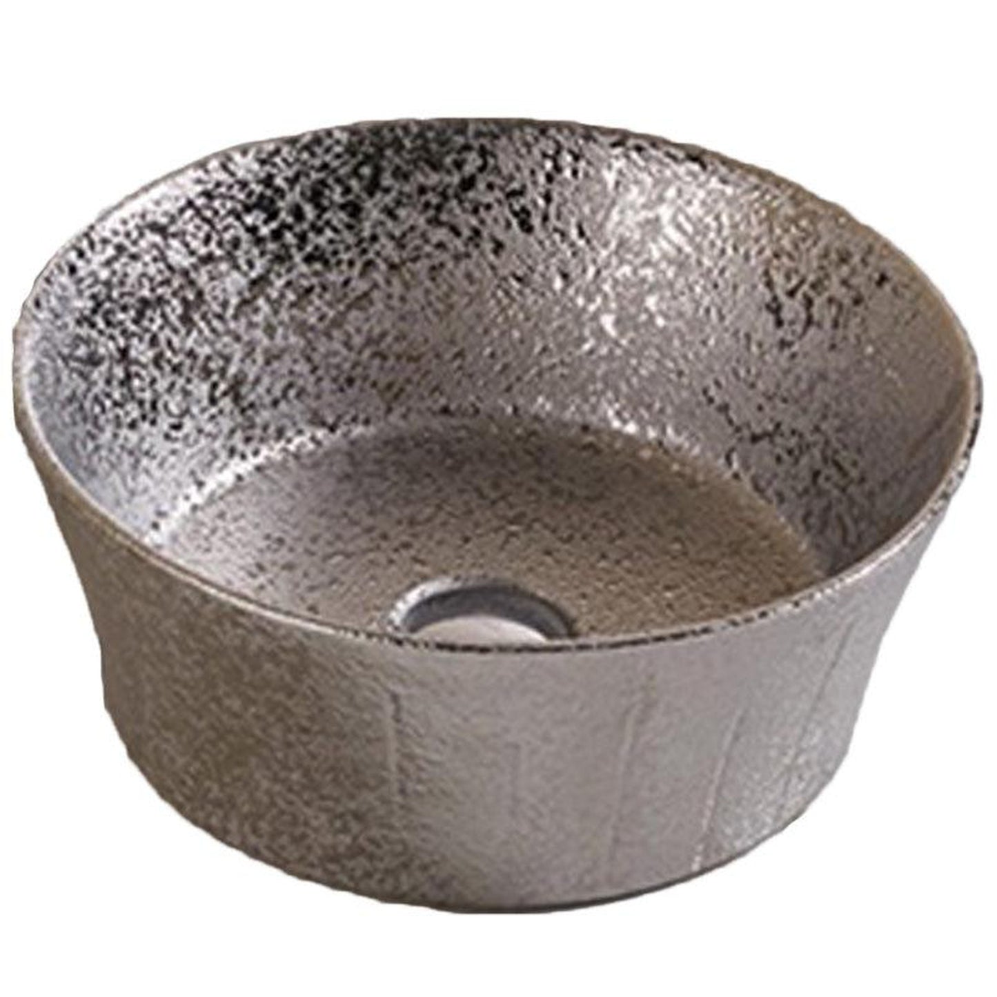 American Imaginations AI-27783 14" Round Enamel Glaze Silver Ceramic Transitional