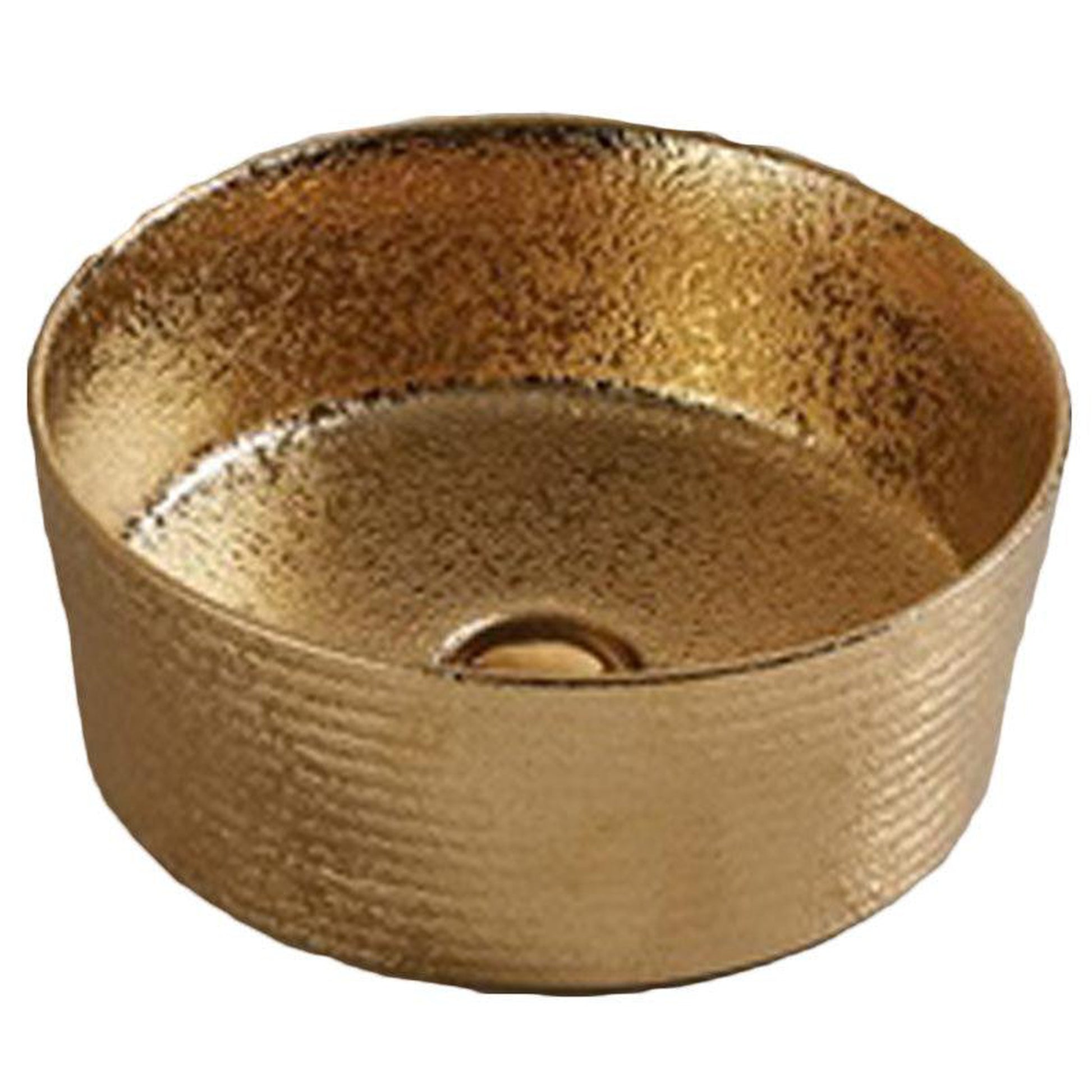 American Imaginations AI-27785 14" Round Enamel Glaze Gold Ceramic Transitional