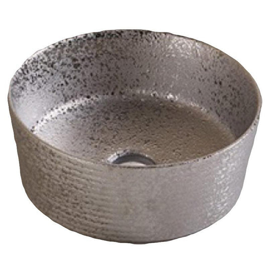 American Imaginations AI-27786 14" Round Enamel Glaze Silver Ceramic Transitional