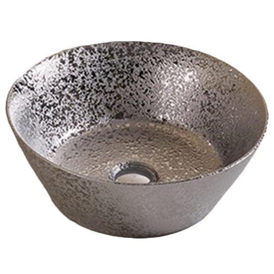 American Imaginations AI-27791 16" Round Enamel Glaze Silver Ceramic Transitional
