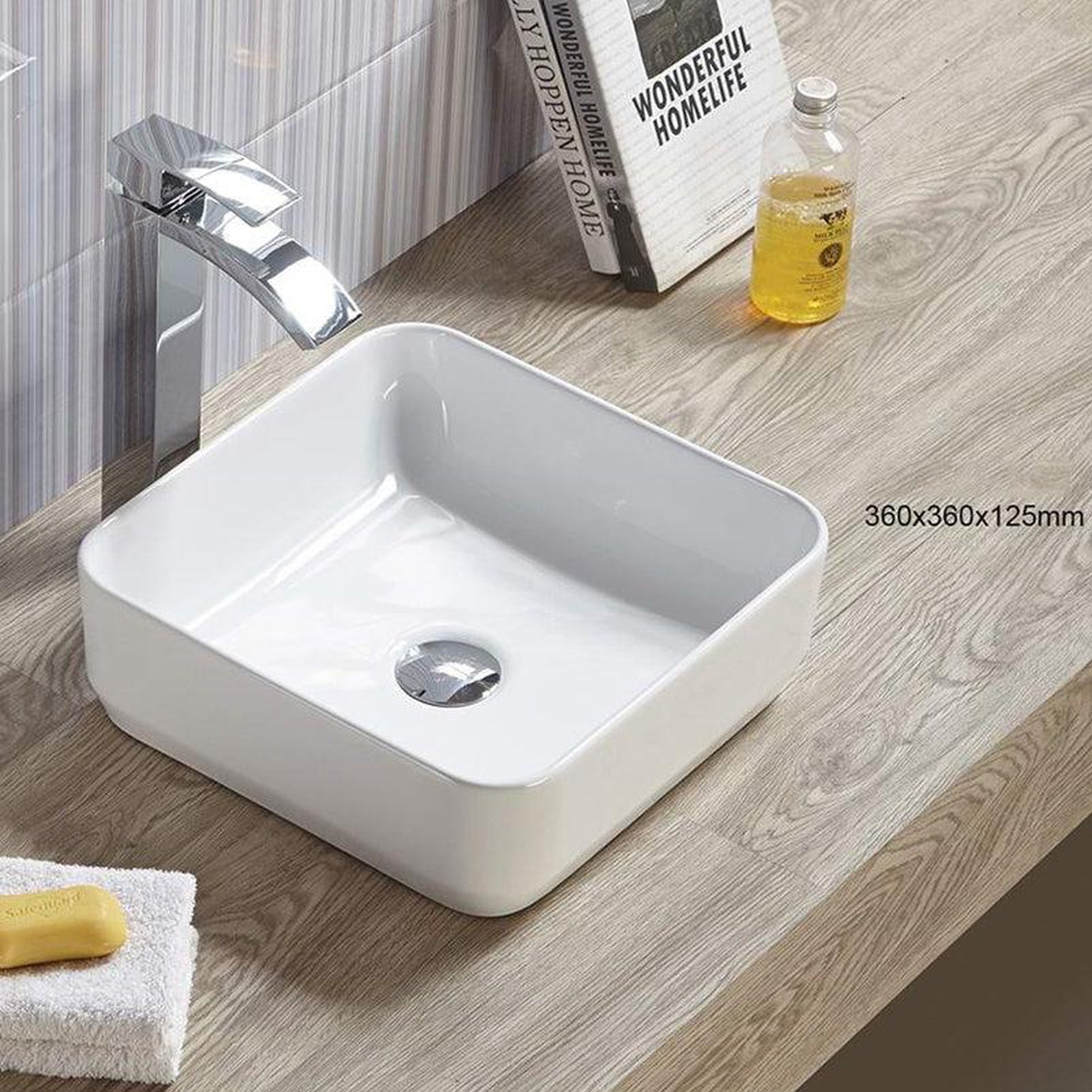 American Imaginations AI-27792 14" Square Enamel Glaze White Ceramic Transitional