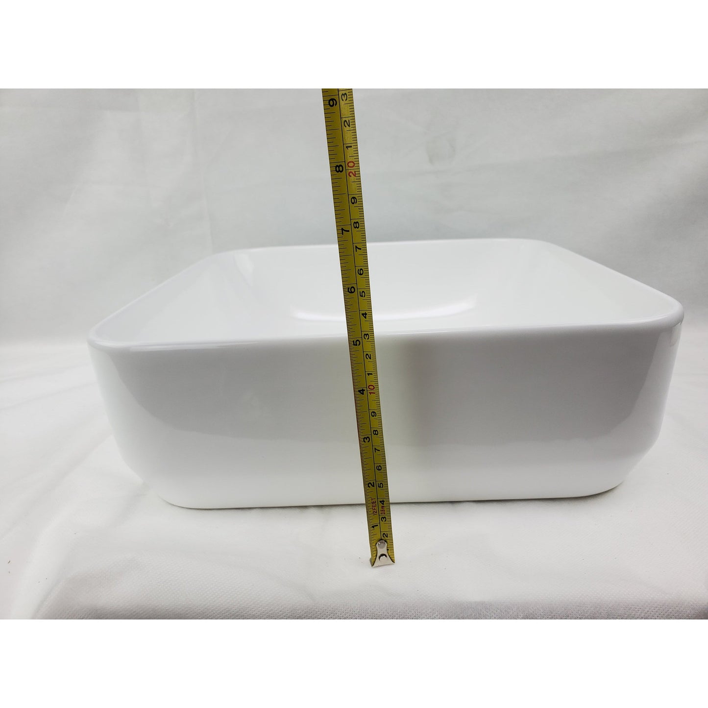 American Imaginations AI-27792 14" Square Enamel Glaze White Ceramic Transitional