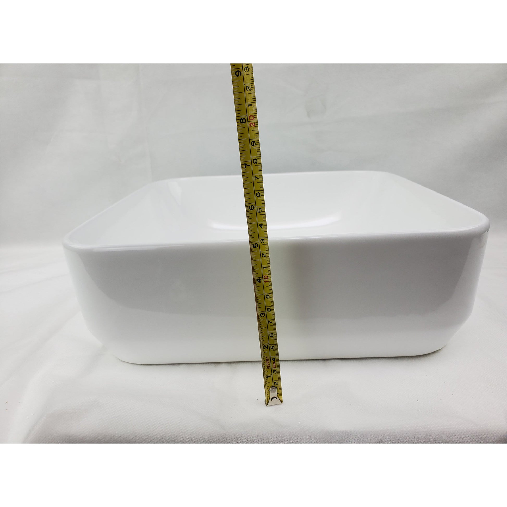 American Imaginations AI-27792 14" Square Enamel Glaze White Ceramic Transitional