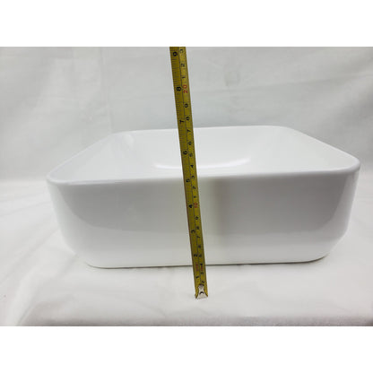 American Imaginations AI-27792 14" Square Enamel Glaze White Ceramic Transitional