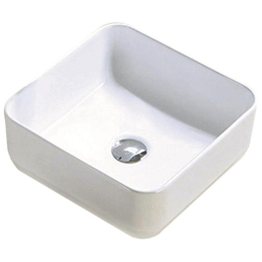American Imaginations AI-27792 14" Square Enamel Glaze White Ceramic Transitional