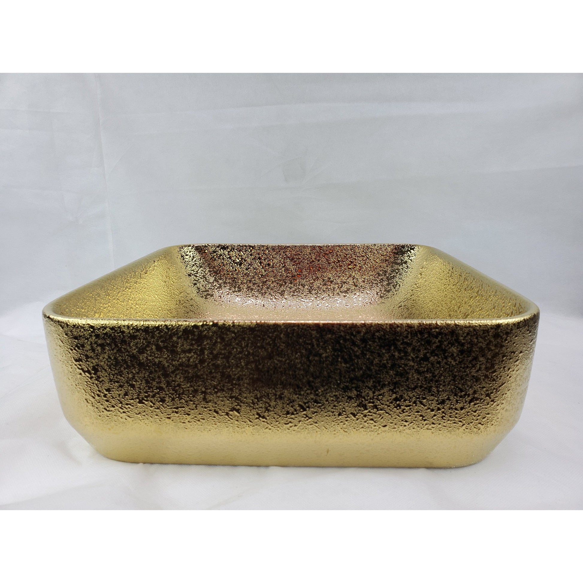 American Imaginations AI-27793 14" Square Enamel Glaze Gold Ceramic Transitional