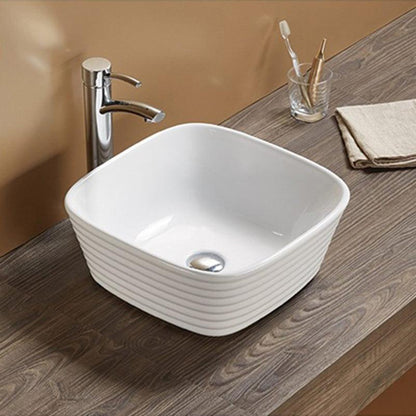American Imaginations AI-27802 16" Square Enamel Glaze White Ceramic Transitional