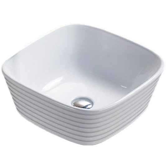American Imaginations AI-27802 16" Square Enamel Glaze White Ceramic Transitional