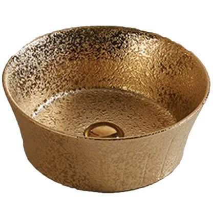 American Imaginations AI-27805 14" Round Enamel Glaze Gold Ceramic Transitional