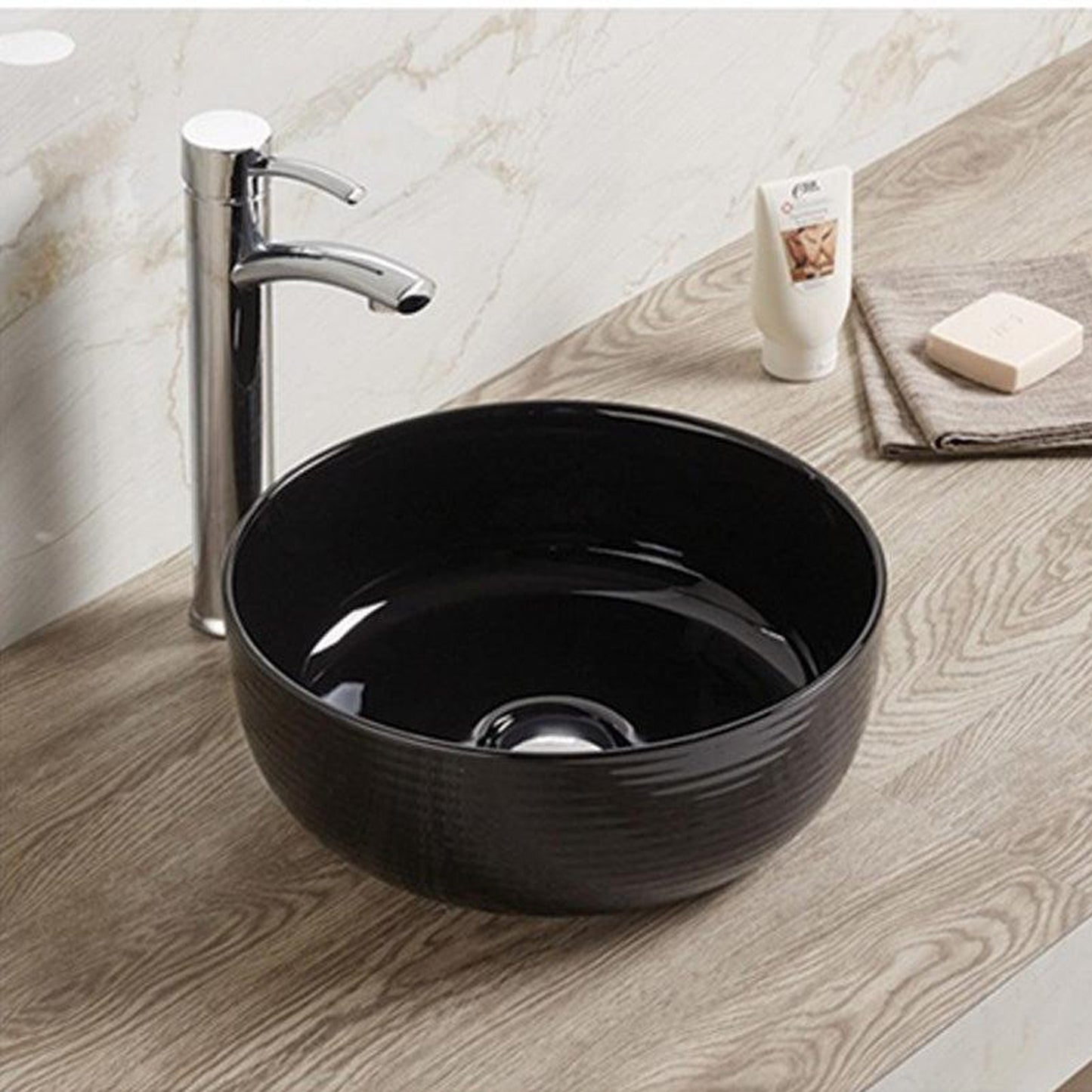 American Imaginations AI-27838 14" Round Enamel Glaze Black Ceramic Transitional