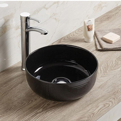 American Imaginations AI-27838 14" Round Enamel Glaze Black Ceramic Transitional