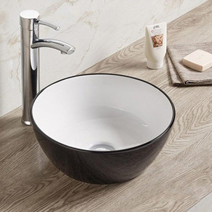 American Imaginations AI-27859 14" Round Enamel Glaze Black-White Ceramic Transitional