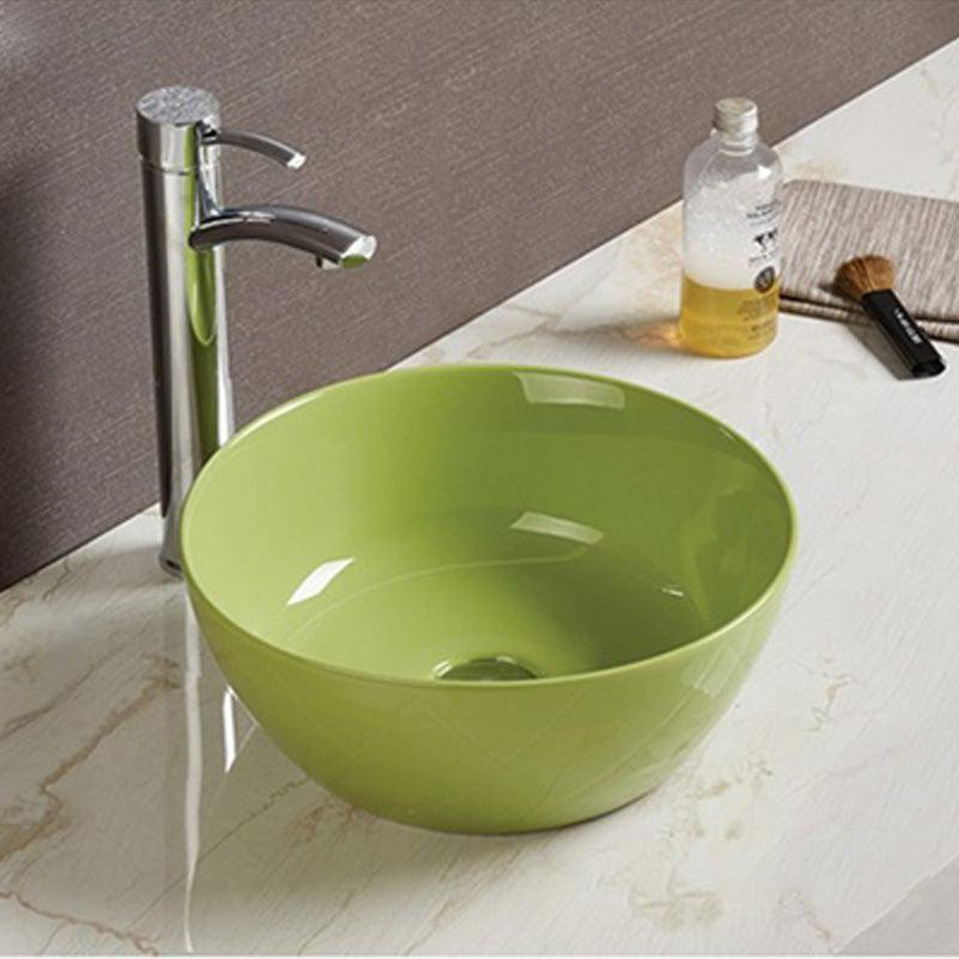 American Imaginations AI-27865 14" Enamel Glaze Olive Ceramic Transitional