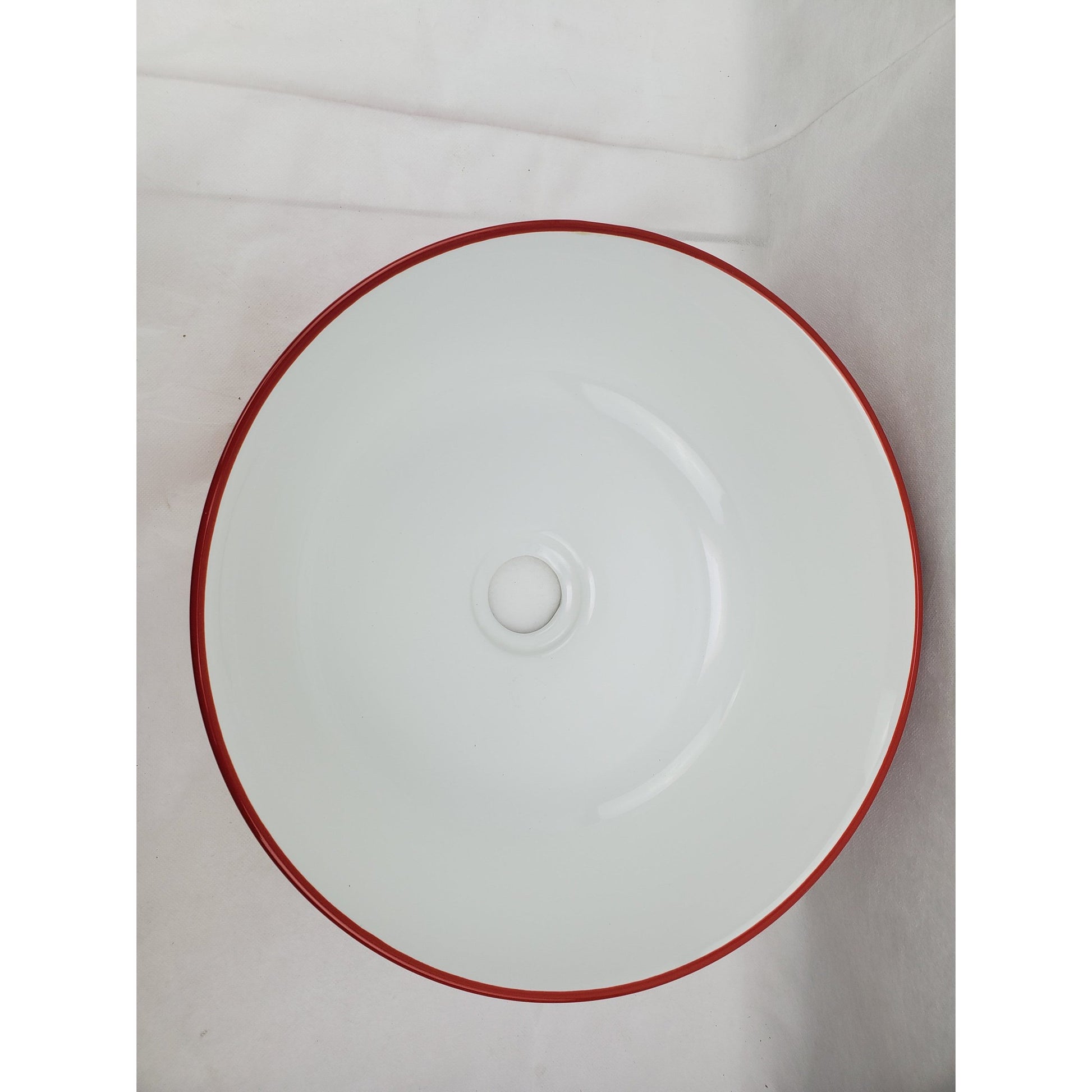 American Imaginations AI-27866 14" Round Enamel Glaze Red-White Ceramic Transitional