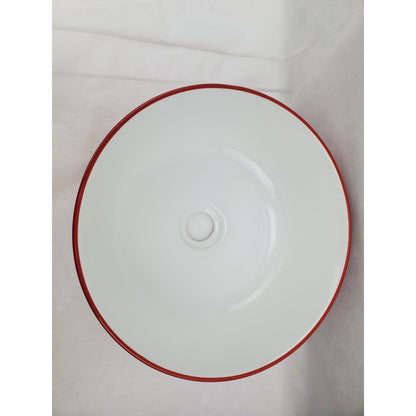 American Imaginations AI-27866 14" Round Enamel Glaze Red-White Ceramic Transitional
