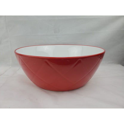 American Imaginations AI-27866 14" Round Enamel Glaze Red-White Ceramic Transitional
