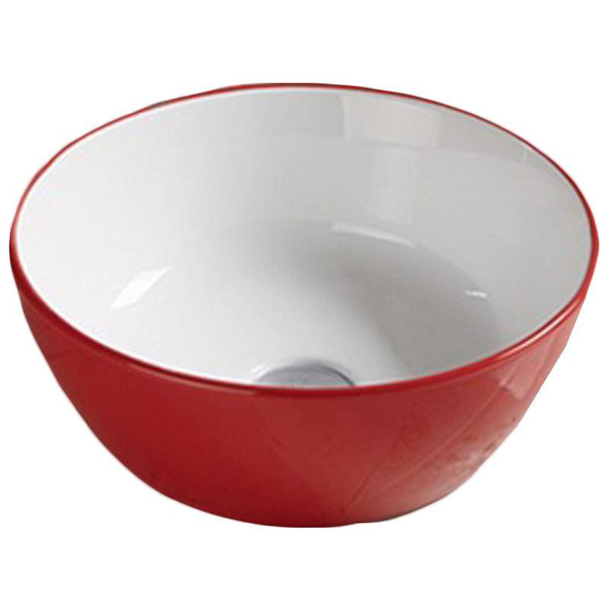 American Imaginations AI-27866 14" Round Enamel Glaze Red-White Ceramic Transitional