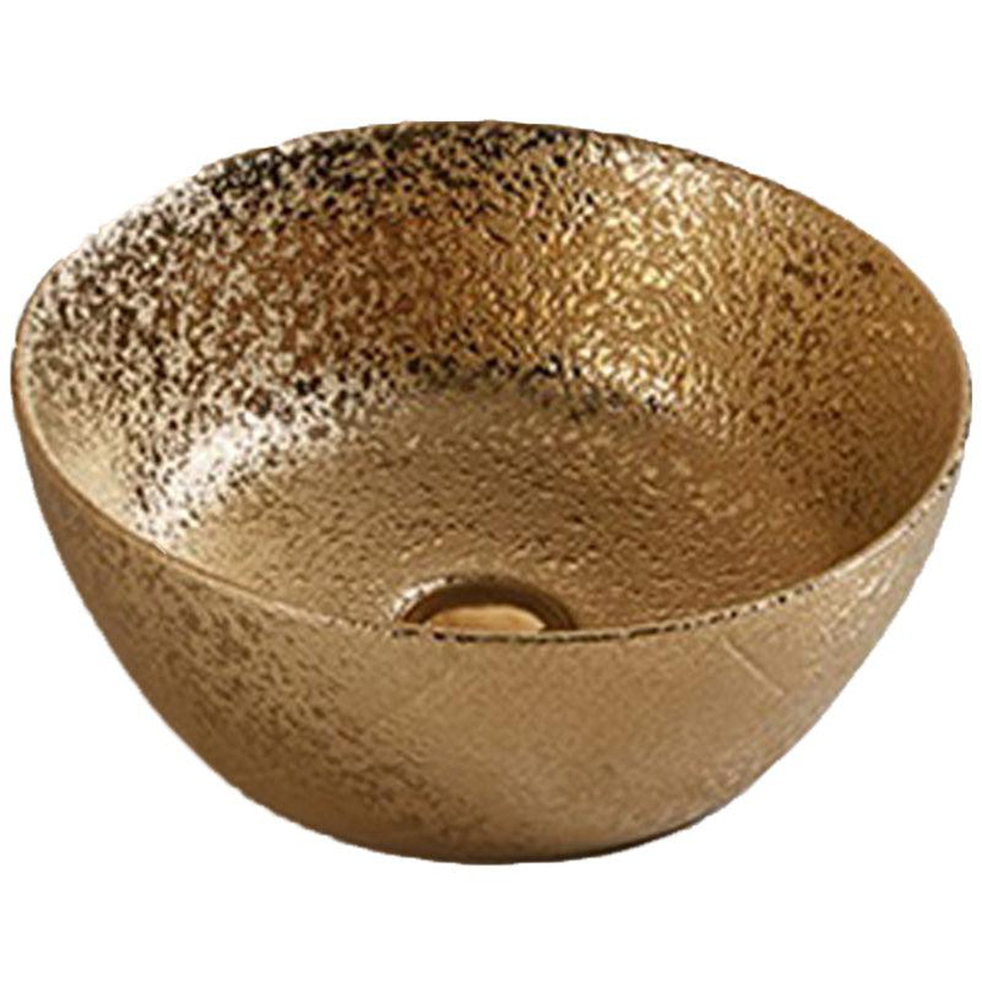 American Imaginations AI-27867 14" Round Enamel Glaze Gold Ceramic Transitional