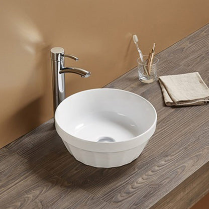 American Imaginations AI-27871 Round White Ceramic Bathroom Vessel Sink with Enamel Glaze Finish
