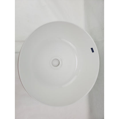 American Imaginations AI-27871 Round White Ceramic Bathroom Vessel Sink with Enamel Glaze Finish