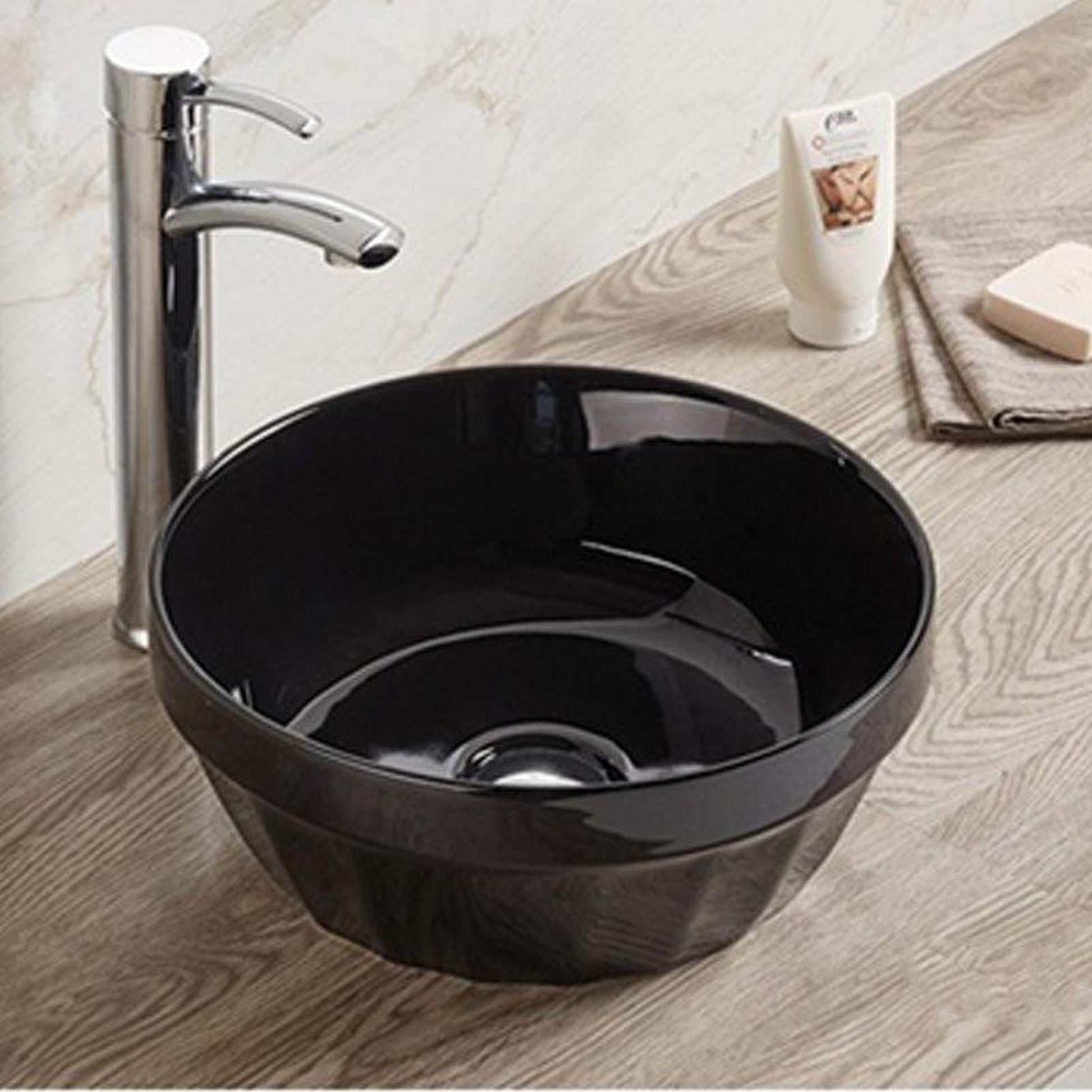 American Imaginations AI-27872 14" Round Enamel Glaze Black Ceramic Transitional