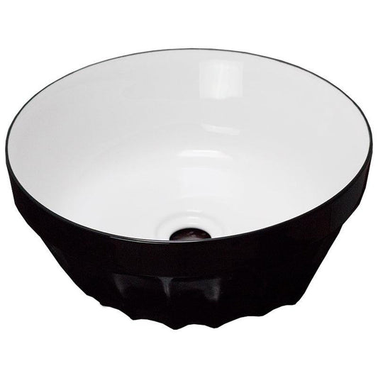 American Imaginations AI-27873 14" Round Enamel Glaze Black-White Ceramic Transitional