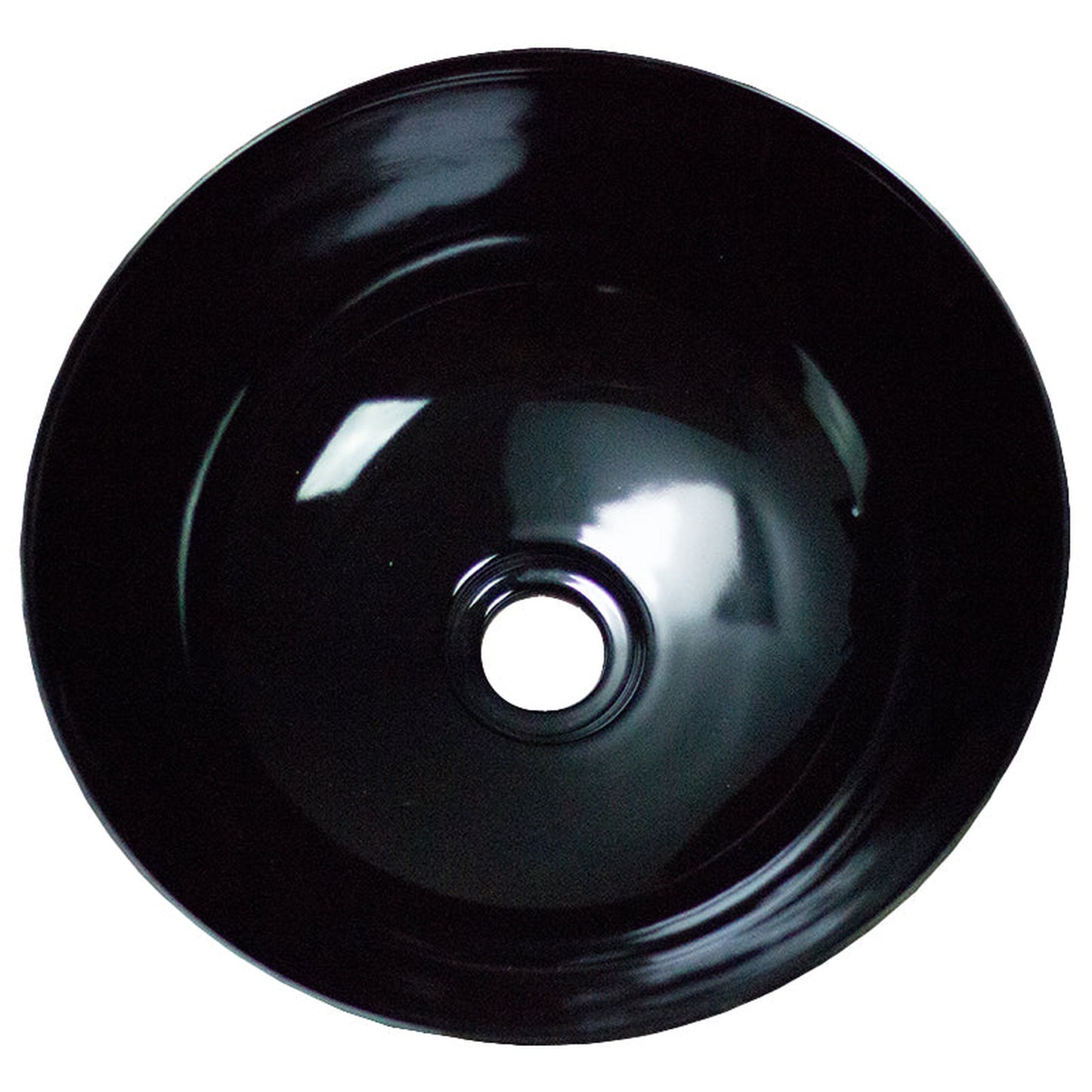 American Imaginations AI-27879 Round Black Ceramic Bathroom Vessel Sink with Enamel Glaze Finish