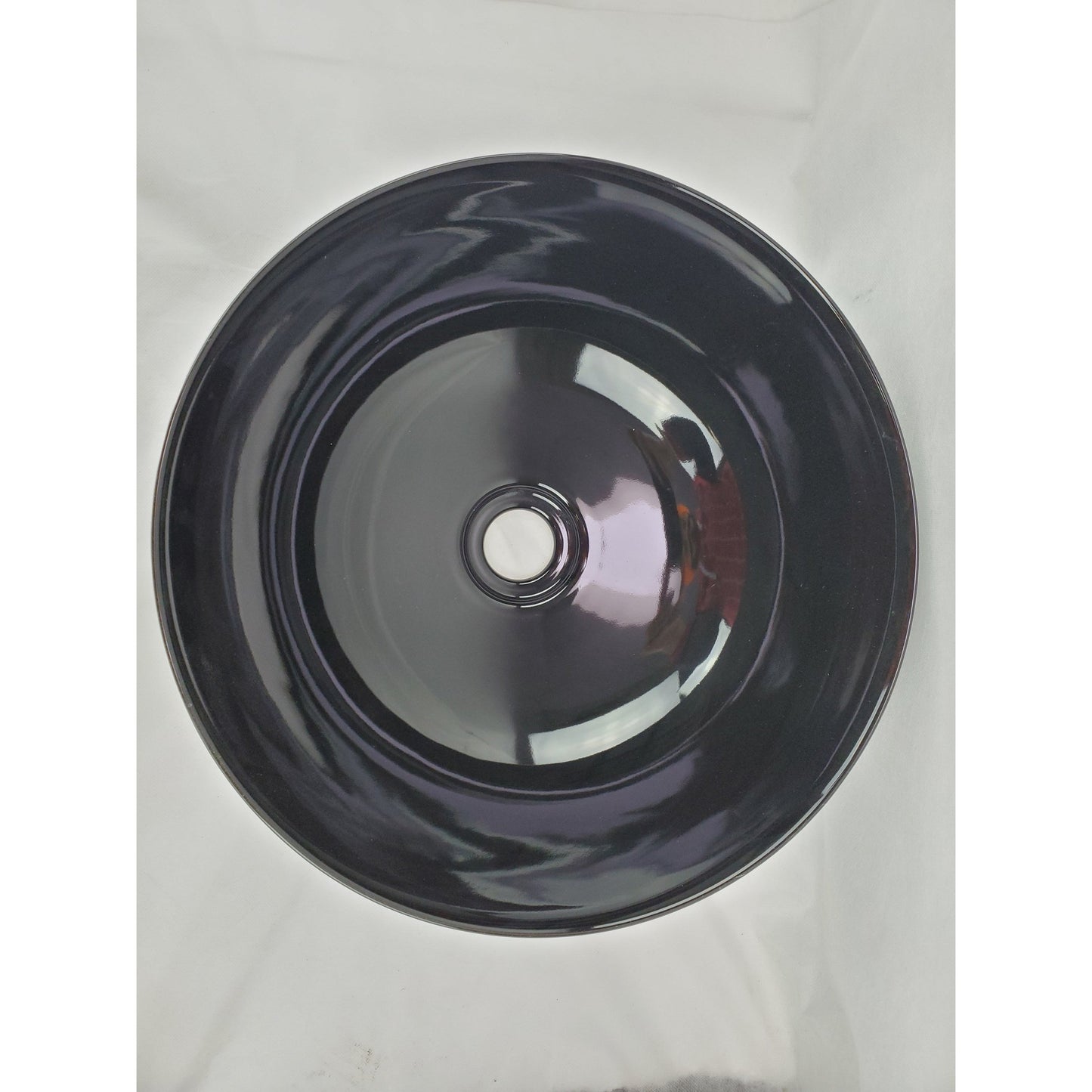 American Imaginations AI-27879 Round Black Ceramic Bathroom Vessel Sink with Enamel Glaze Finish