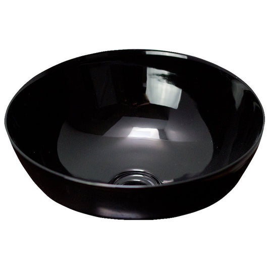 American Imaginations AI-27879 Round Black Ceramic Bathroom Vessel Sink with Enamel Glaze Finish