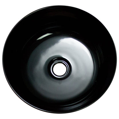 American Imaginations AI-27896 Round Black Ceramic Bathroom Vessel Sink with Enamel Glaze Finish