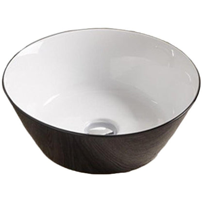 American Imaginations AI-27897 16" Round Enamel Glaze Black-White Ceramic Transitional