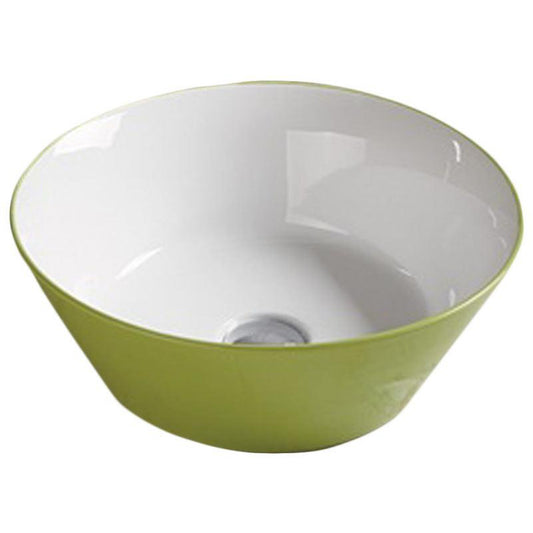American Imaginations AI-27898 16" Round Enamel Glaze Olive-White Ceramic Transitional
