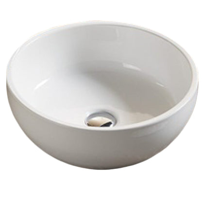 American Imaginations AI-27904 Round White Ceramic Bathroom Vessel Sink with Enamel Glaze Finish