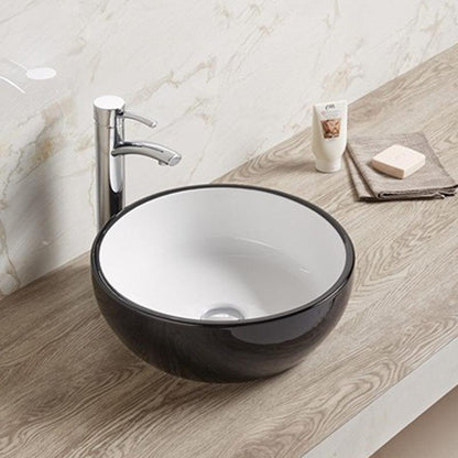 American Imaginations AI-27906 16" Round Enamel Glaze Black-White Ceramic Transitional