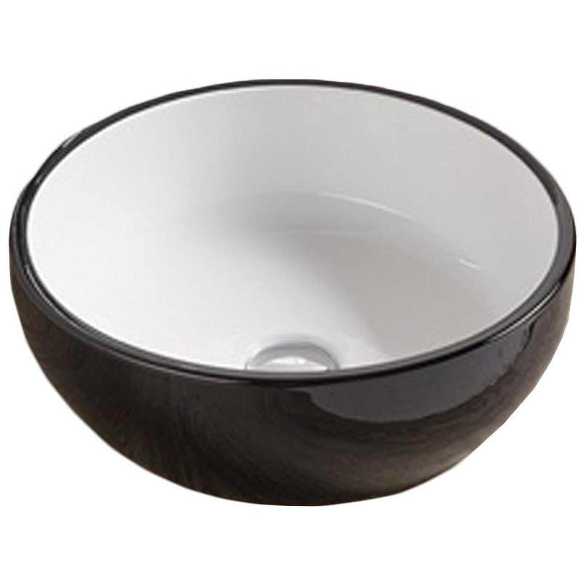 American Imaginations AI-27906 16" Round Enamel Glaze Black-White Ceramic Transitional