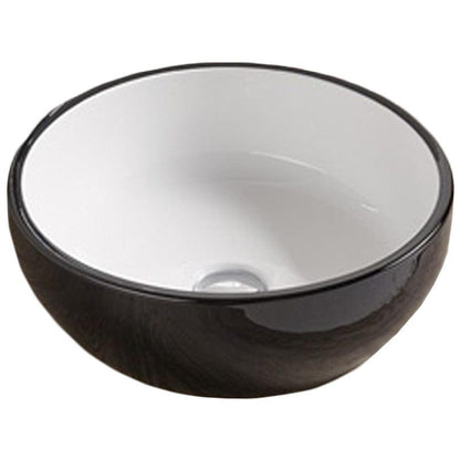 American Imaginations AI-27906 16" Round Enamel Glaze Black-White Ceramic Transitional