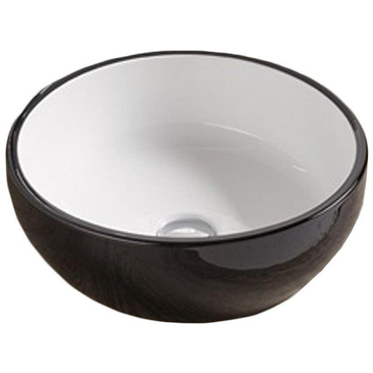 American Imaginations AI-27906 16" Round Enamel Glaze Black-White Ceramic Transitional