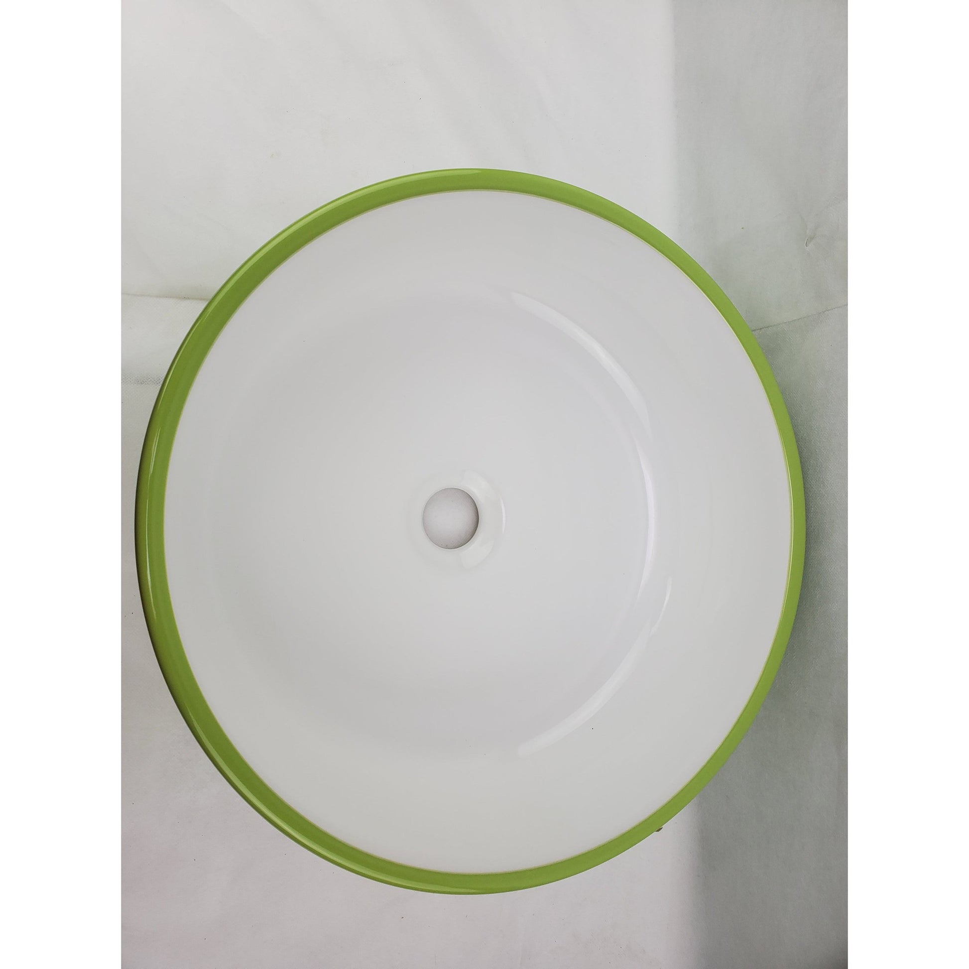 American Imaginations AI-27908 16" Round Enamel Glaze Olive-White Ceramic Transitional
