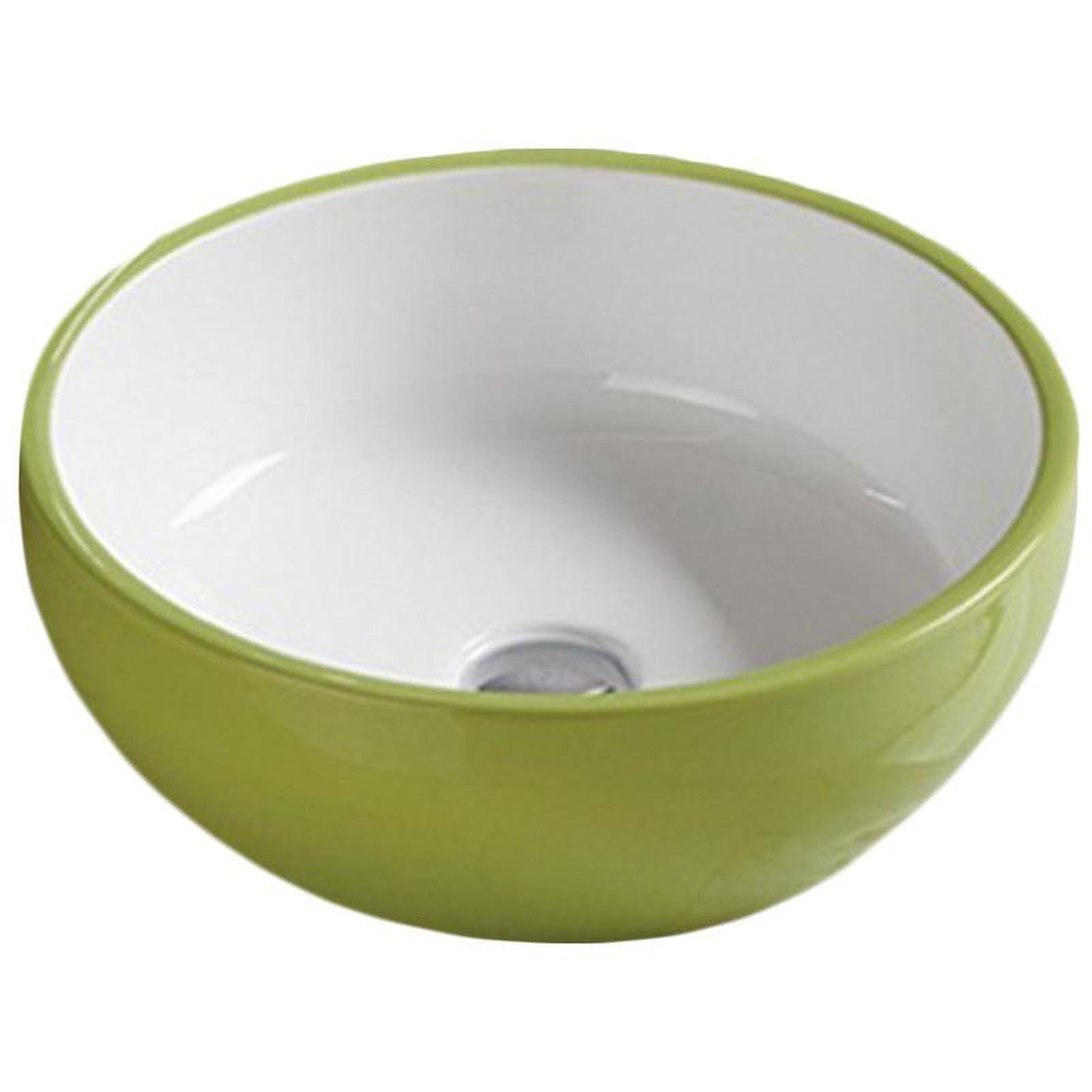 American Imaginations AI-27908 16" Round Enamel Glaze Olive-White Ceramic Transitional