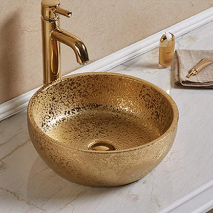 American Imaginations AI-27911 16" Round Enamel Glaze Gold Ceramic Transitional