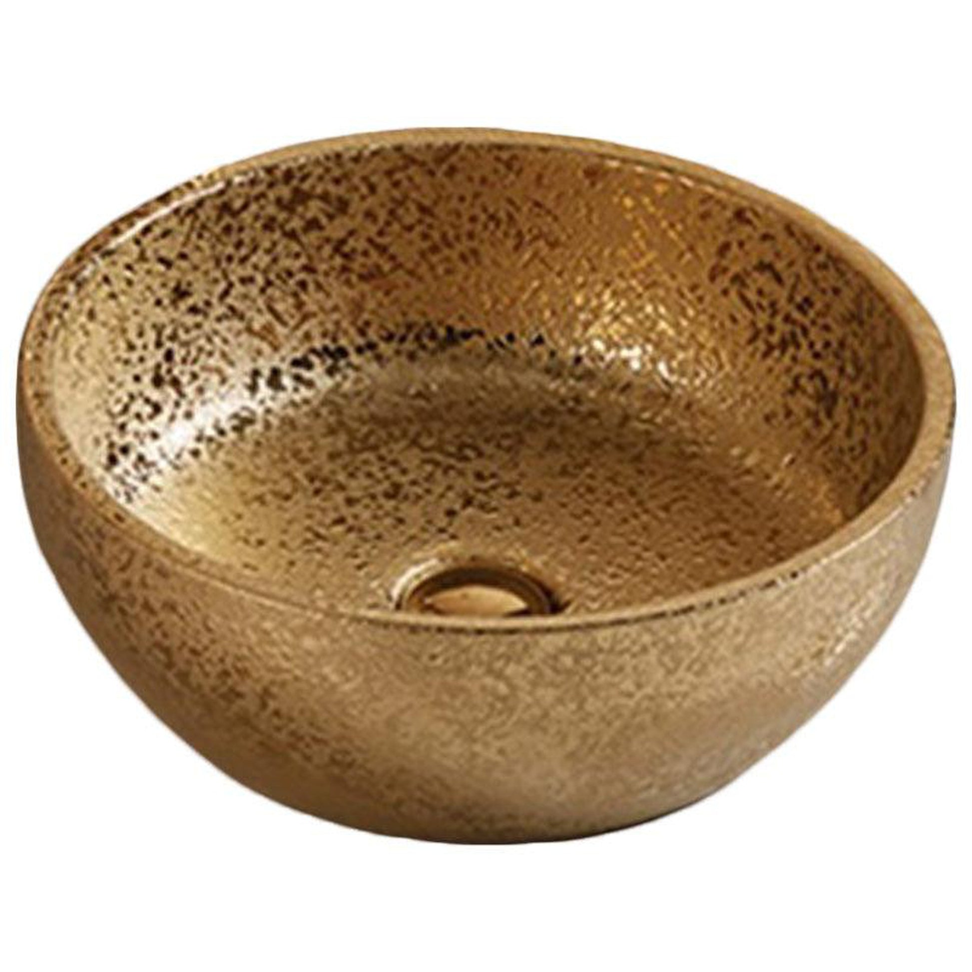 American Imaginations AI-27911 16" Round Enamel Glaze Gold Ceramic Transitional