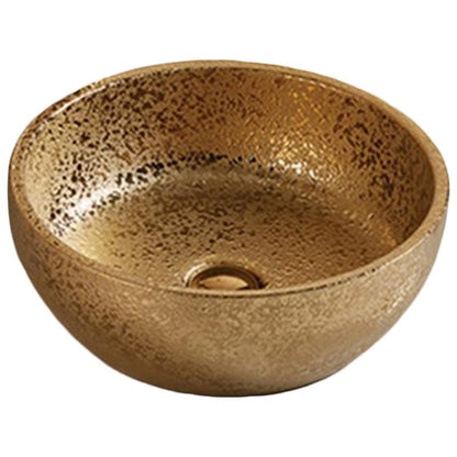 American Imaginations AI-27911 16" Round Enamel Glaze Gold Ceramic Transitional