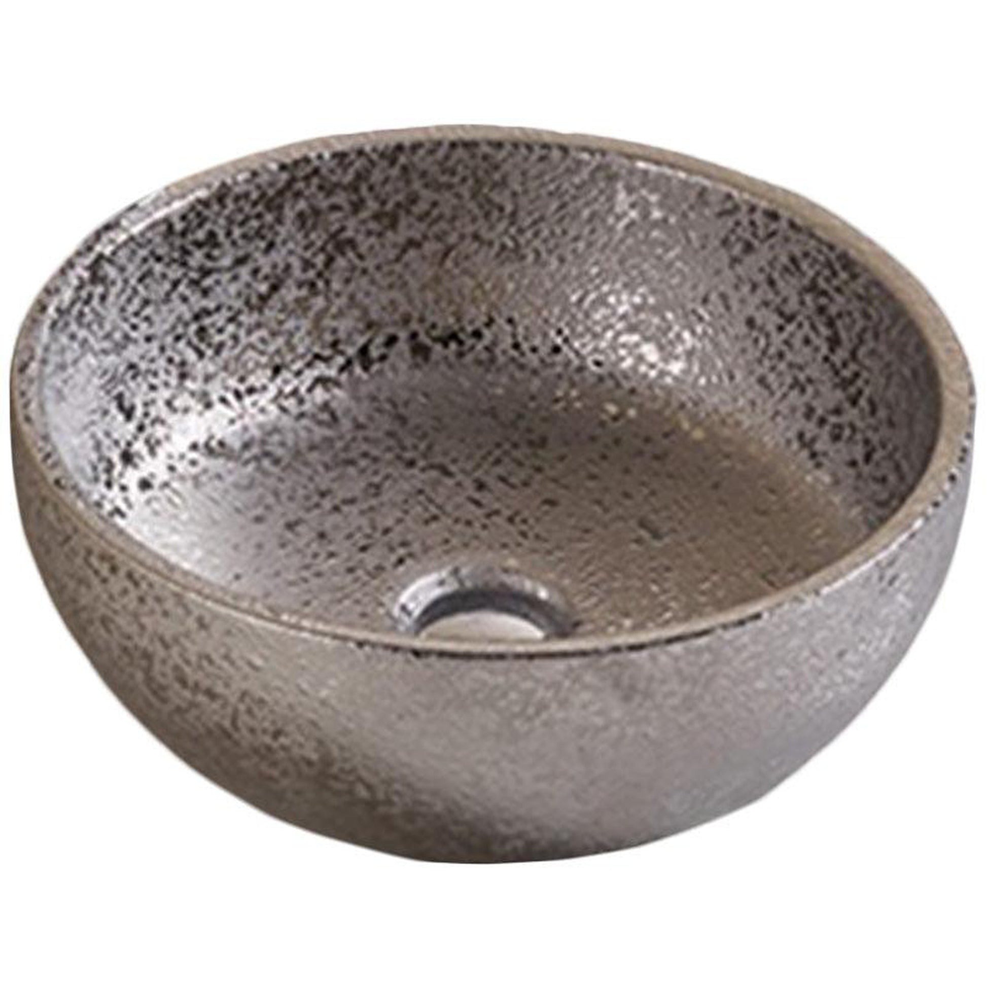 American Imaginations AI-27913 16" Round Enamel Glaze Silver Ceramic Transitional