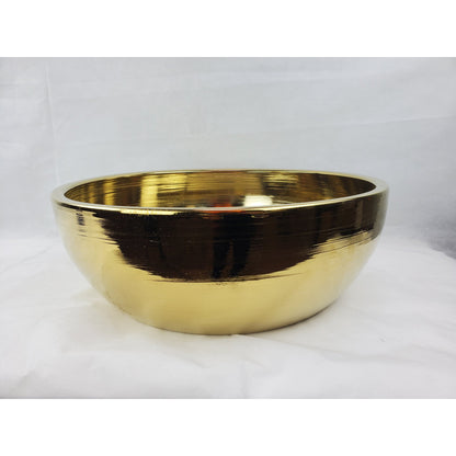 American Imaginations AI-27915 16" Round Enamel Glaze Gold Ceramic Transitional